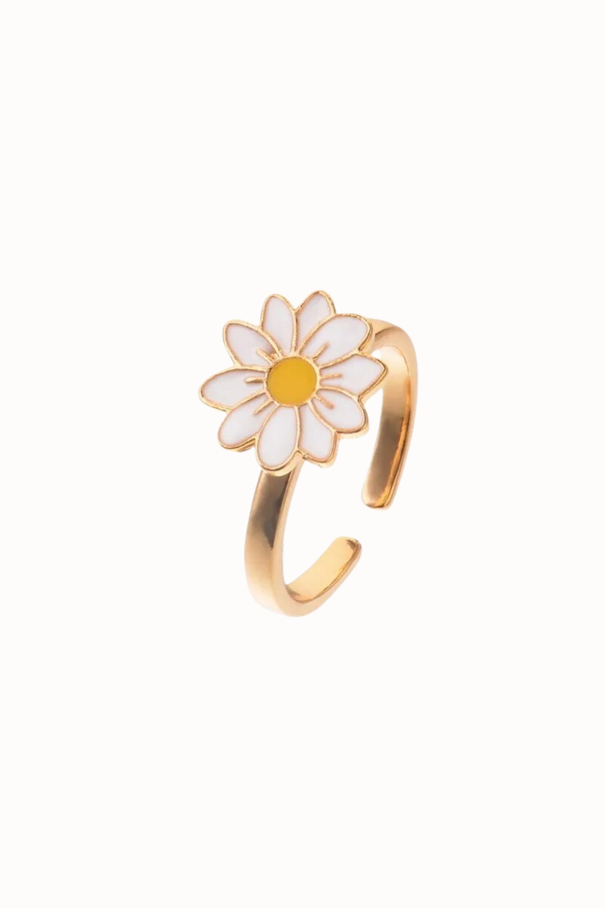 Fidget ring white flower goud