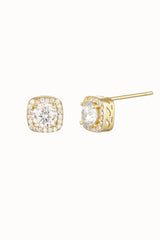 Oorbellen moissanite square goud