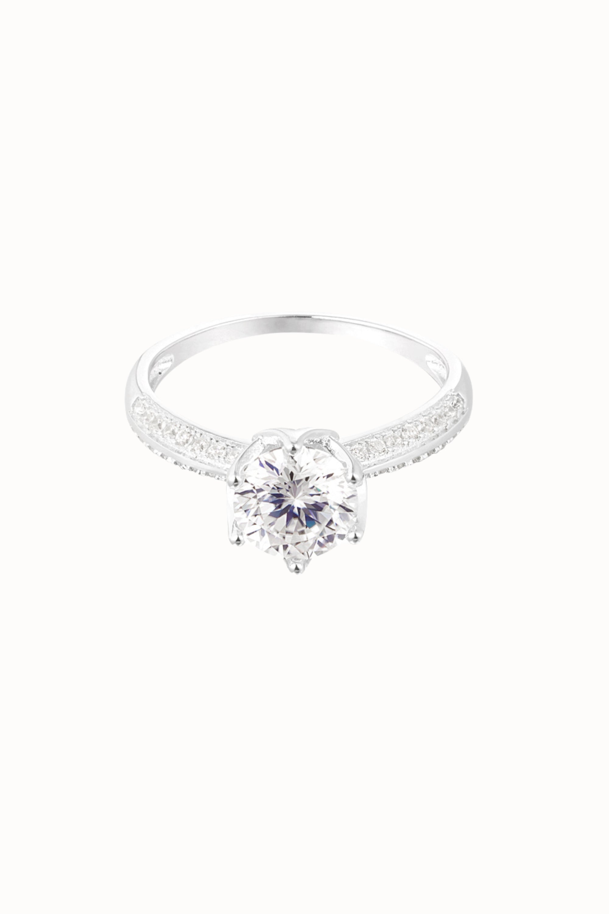 Ring moissanite Ivory zilver