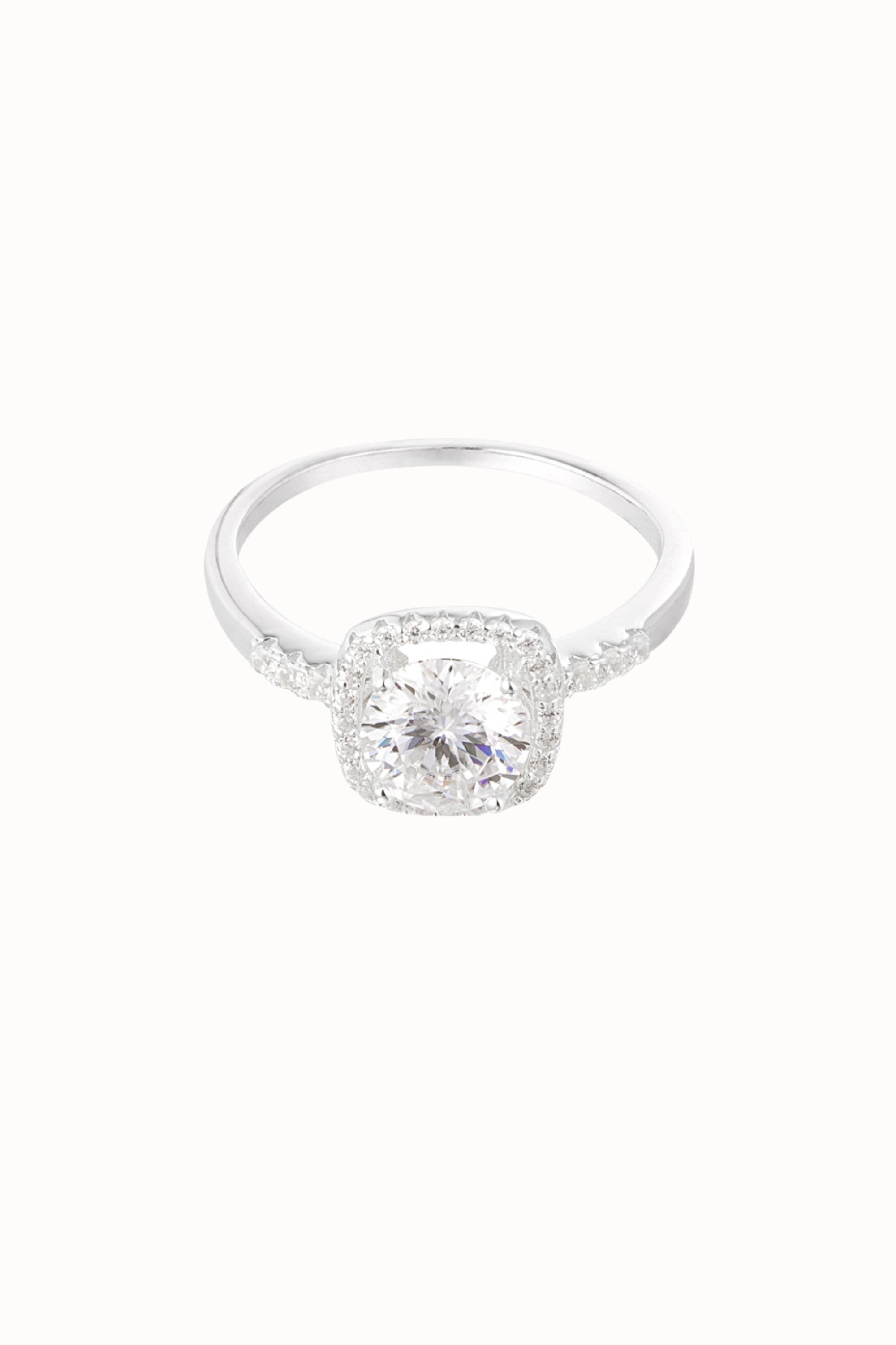 Ring moissanite square zilver